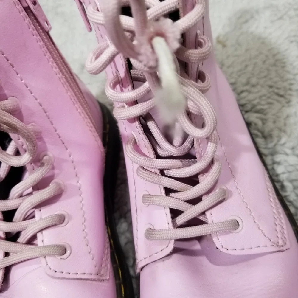 Doc Martens Kids Zavala‎ J Combat Boots Size 3 Pastel Pink Lace Up Punk Grunge